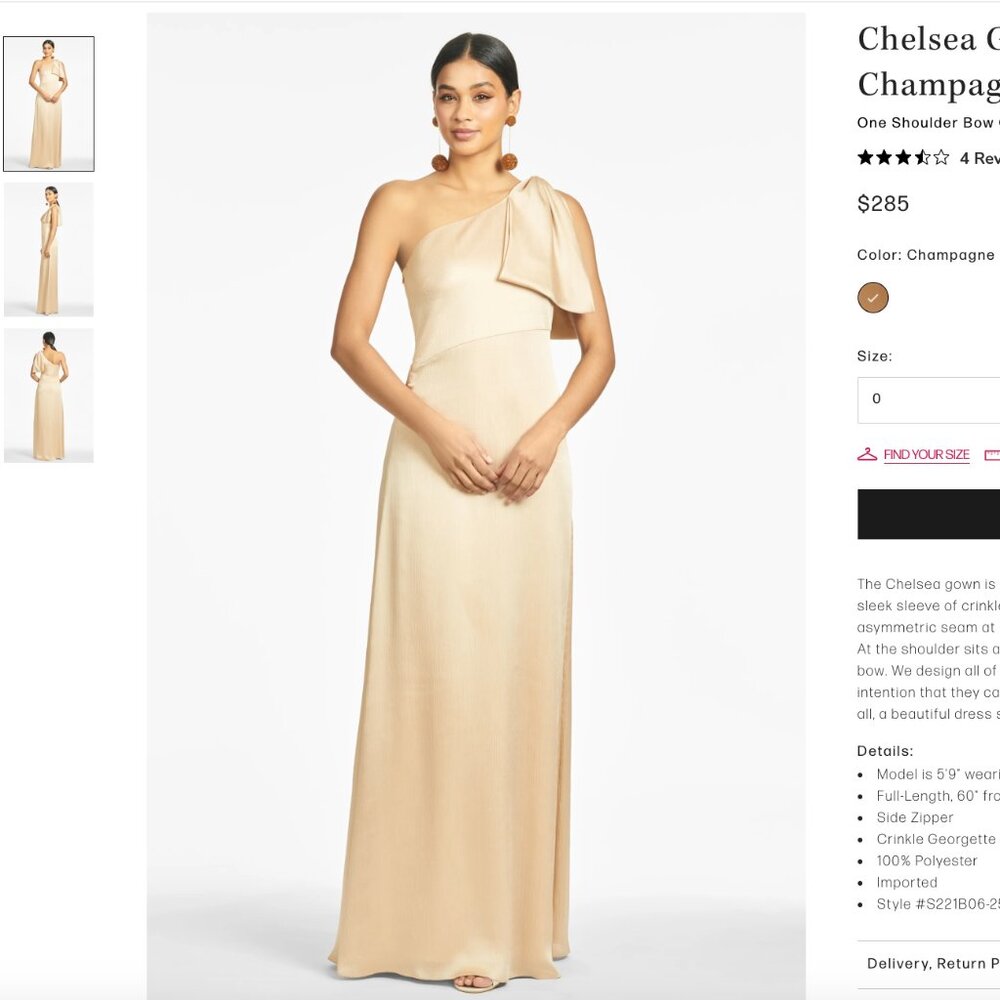 Sachin & Babi Chelsea One Shoulder Asymmetric Bow Georgette Bias Gown Champagne